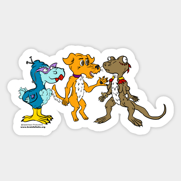 A Dodo, A Dog, & A Lizard Sticker by GeekVisionProductions